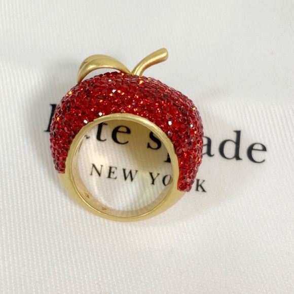 Kate Spade Ruby Red Dashing Beauty Apple Ring - Picture 8 of 8
